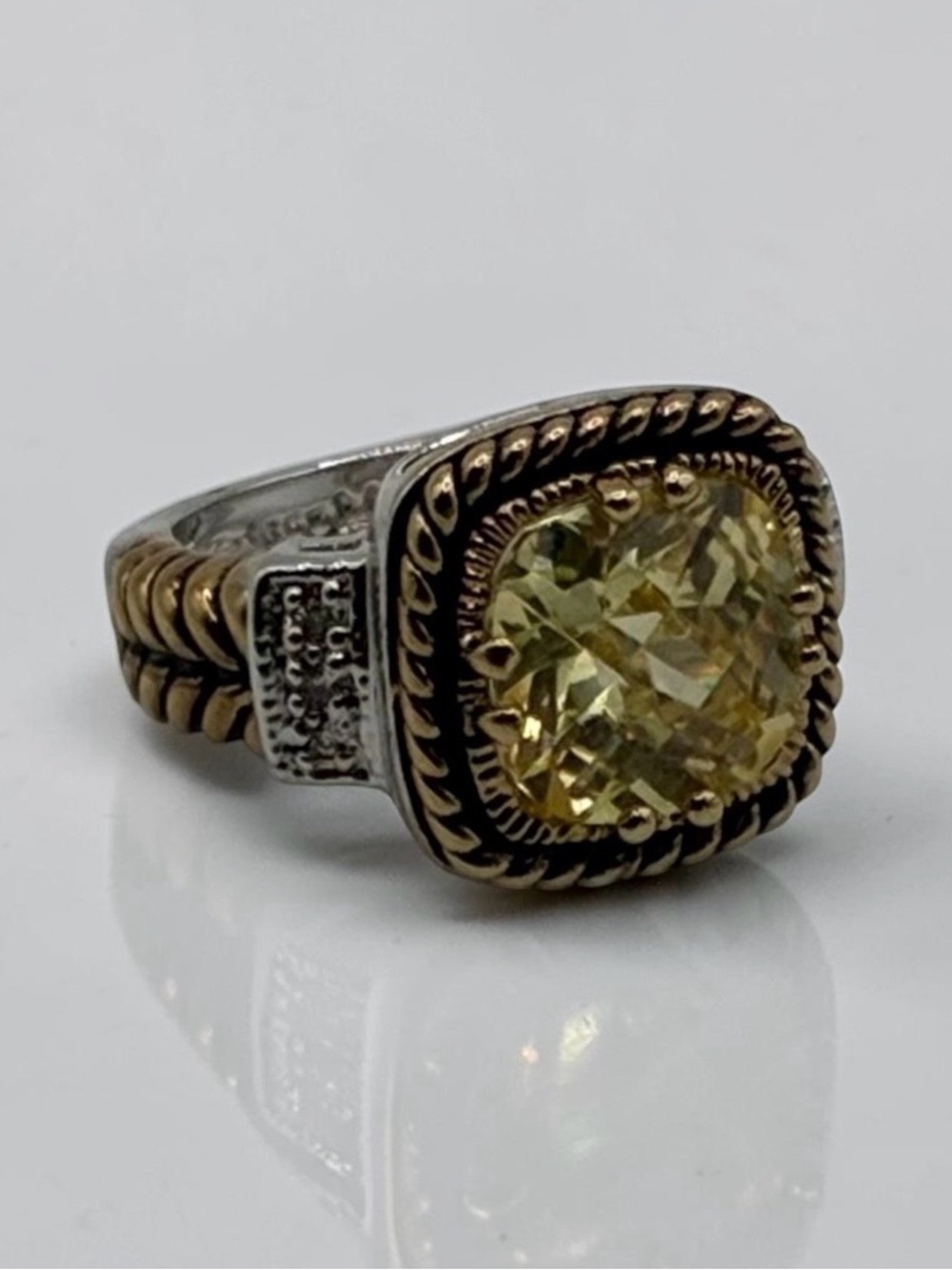 Lia Sophia Two-Tone Champagne Crystal Ring Size 5